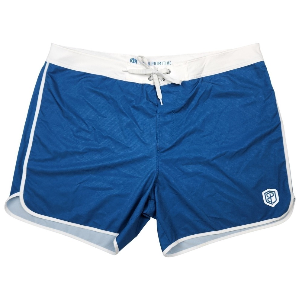 Born Primitive Board Shorts Size 40 3XL Blue White Athletic Swim Trunks Retro